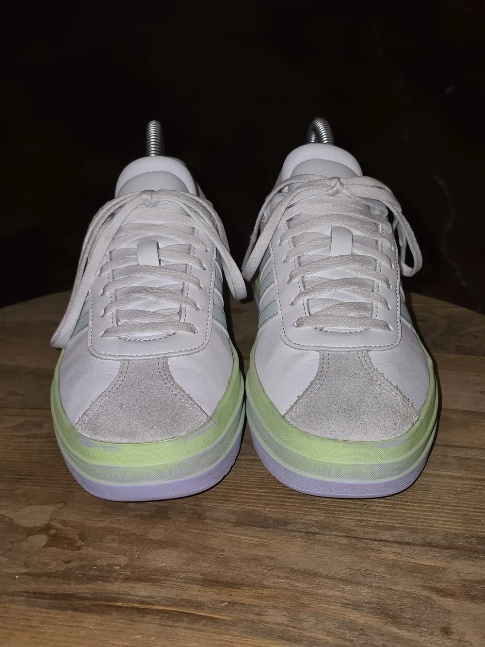 Adidas VL Court Bold Sneakers Cloud White Mint Violet 4.5Y EUC